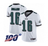 Men's Philadelphia Eagles #16 Mack Hollins White Vapor Untouchable Limited Player 100th Season Football Jersey
