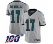 Men's Philadelphia Eagles #17 Harold Carmichael Limited Silver Inverted Legend 100th Season Football Jersey