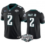Men's Philadelphia Eagles #2 Darius Slay JR Black 2024 NFC East Champions With 3-Star C Patch F.U.S.E. Vapor Untouchable Limited Stitched Football Jersey