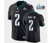 Men's Philadelphia Eagles #2 Darius Slay JR Black Super Bowl LVII Patch Vapor Untouchable Limited Stitched Jersey