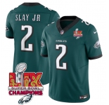 Men's Philadelphia Eagles #2 Darius Slay JR Green 2025 Eagles Logo Super Bowl LIX Patch New F.U.S.E. Vapor Limited Football Stitched Jersey