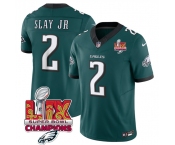 Men's Philadelphia Eagles #2 Darius Slay JR Green 2025 Eagles Logo Super Bowl LIX Patch New F.U.S.E. Vapor Limited Football Stitched Jersey