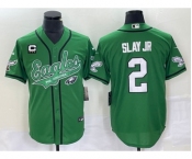 Men's Philadelphia Eagles #2 Darius Slay JR Green C Patch Cool Base Stitched Baseball Jersey