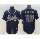 Men's Philadelphia Eagles #20 Brian Dawkins Black Reflective With Patch Cool Base Stitched Baseball Jersey
