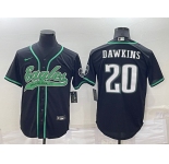 Men's Philadelphia Eagles #20 Brian Dawkins Black Stitched Cool Base Nike Baseball Jersey