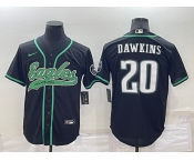 Men's Philadelphia Eagles #20 Brian Dawkins Black Stitched Cool Base Nike Baseball Jersey