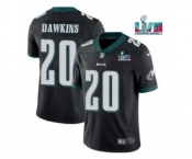 Men's Philadelphia Eagles #20 Brian Dawkins Black Super Bowl LVII Patch Vapor Untouchable Limited Stitched Jersey