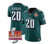 Men's Philadelphia Eagles #20 Brian Dawkins Green 2025 Eagles Logo Super Bowl LIX Patch New F.U.S.E. Vapor Limited Football Stitched Jersey