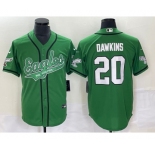 Men's Philadelphia Eagles #20 Brian Dawkins Green Cool Base Stitched Baseball Jersey