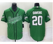 Men's Philadelphia Eagles #20 Brian Dawkins Green Cool Base Stitched Baseball Jersey