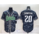 Men's Philadelphia Eagles #20 Brian Dawkins Grey Camo With Patch Cool Base Stitched Baseball Jersey