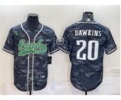 Men's Philadelphia Eagles #20 Brian Dawkins Grey Camo With Patch Cool Base Stitched Baseball Jersey