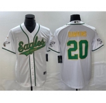 Men's Philadelphia Eagles #20 Brian Dawkins White Gold Cool Base Stitched Baseball Jersey