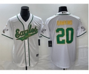 Men's Philadelphia Eagles #20 Brian Dawkins White Gold Cool Base Stitched Baseball Jersey