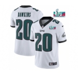 Men's Philadelphia Eagles #20 Brian Dawkins White Super Bowl LVII Patch Vapor Untouchable Limited Stitched Jersey