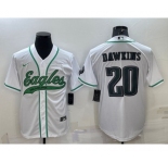 Men's Philadelphia Eagles #20 Brian Dawkins White With Patch Cool Base Stitched Baseball Jersey
