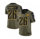 Men's Philadelphia Eagles #26 Miles Sanders 2021 Olive Camo Salute To Service Golden Limited Stitched Football Jersey