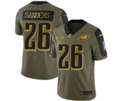 Men's Philadelphia Eagles #26 Miles Sanders 2021 Olive Camo Salute To Service Golden Limited Stitched Football Jersey
