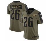 Men's Philadelphia Eagles #26 Miles Sanders Nike Olive 2021 Salute To Service Limited Player Jersey