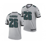 Men's Philadelphia Eagles #26 Miles Sanders Silver 2021 Inverted Legend Stitched Jersey
