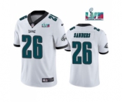 Men's Philadelphia Eagles #26 Miles Sanders White Super Bowl LVII Patch Vapor Untouchable Limited Stitched Jersey