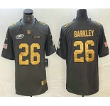 Men's Philadelphia Eagles #26 Saquon Barkley Anthracite Gold 2016 Salute To Service Stitched Nike Limited Jersey