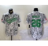 Men's Philadelphia Eagles #26 Saquon Barkley Arctic Camo 2024 Salute to Service Stitched Baseball Jersey