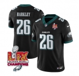 Men's Philadelphia Eagles #26 Saquon Barkley Black 2025 Eagles Logo Super Bowl LIX Patch New F.U.S.E. Vapor Untouchable Limited Football Stitched Jersey