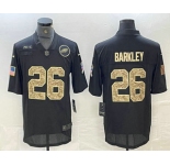Men's Philadelphia Eagles #26 Saquon Barkley Black Camo 2020 Salute To Service Stitched NFL Nike Limited Jersey