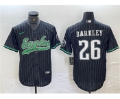 Men's Philadelphia Eagles #26 Saquon Barkley Black Cool Base Baseball Stitched Jersey