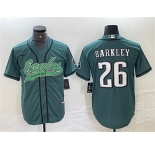 Men's Philadelphia Eagles #26 Saquon Barkley Green Cool Base Baseball Stitched Jersey
