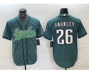 Men's Philadelphia Eagles #26 Saquon Barkley Green Cool Base Baseball Stitched Jersey