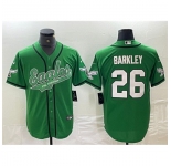 Men's Philadelphia Eagles #26 Saquon Barkley Green Cool Base Stitched Baseball Jersey