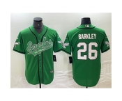 Men's Philadelphia Eagles #26 Saquon Barkley Green Cool Base Stitched Baseball Jersey