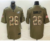 Men's Philadelphia Eagles #26 Saquon Barkley Olive With Camo 2017 Salute To Service Stitched NFL Nike Limited Jersey