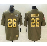 Men's Philadelphia Eagles #26 Saquon Barkley Olive with Gold 2017 Salute To Service Stitched NFL Nike Limited Jersey