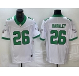 Men's Philadelphia Eagles #26 Saquon Barkley White 2023 F.U.S.E. Vapor Untouchable Throwback Football Stitched Jersey