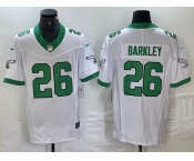 Men's Philadelphia Eagles #26 Saquon Barkley White 2023 F.U.S.E. Vapor Untouchable Throwback Football Stitched Jersey