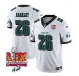 Men's Philadelphia Eagles #26 Saquon Barkley White 2025 Eagles Logo Super Bowl LIX Patch New F.U.S.E. Vapor Untouchable Limited Football Stitched Jersey