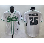 Men's Philadelphia Eagles #26 Saquon Barkley White Cool Base Baseball Stitched Jersey