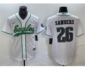 Men's Philadelphia Eagles #26 Saquon Barkley White Cool Base Baseball Stitched Jersey