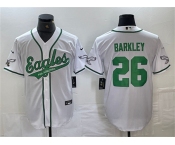 Men's Philadelphia Eagles #26 Saquon Barkley White Cool Base Baseball Stitched Jerseys