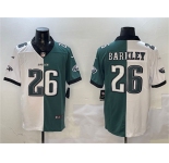 Men's Philadelphia Eagles #26 Saquon Barkley White & Green Split Vapor Untouchable Limited Football Stitched Jersey