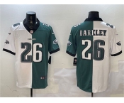 Men's Philadelphia Eagles #26 Saquon Barkley White & Green Split Vapor Untouchable Limited Football Stitched Jersey