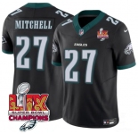Men's Philadelphia Eagles #27 Quinyon Mitchell Black 2025 Eagles Logo Super Bowl LIX Patch New F.U.S.E. Vapor Untouchable Limited Football Stitched Jersey