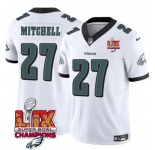 Men's Philadelphia Eagles #27 Quinyon Mitchell White 2025 Eagles Logo Super Bowl LIX Patch New F.U.S.E. Vapor Limited Football Stitched Jersey