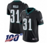 Men's Philadelphia Eagles #31 Jalen Mills Black Alternate Vapor Untouchable Limited Player 100th Season Football Jersey