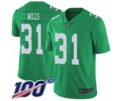 Men's Philadelphia Eagles #31 Jalen Mills Limited Green Rush Vapor Untouchable 100th Season Football Jersey