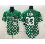 Men's Philadelphia Eagles #33 Cooper DeJean Green With Patch Limited Stitched Baseball Jersey