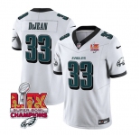 Men's Philadelphia Eagles #33 Cooper DeJean White 2025 Eagles Logo Super Bowl LIX Patch New F.U.S.E. Vapor Untouchable Limited Football Stitched Jersey
